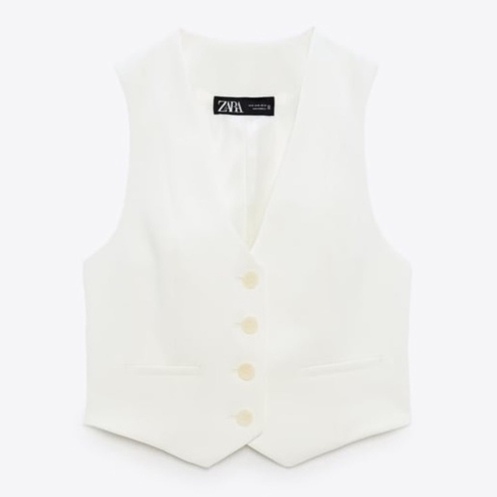 White Zara vest with buttons waistcoat